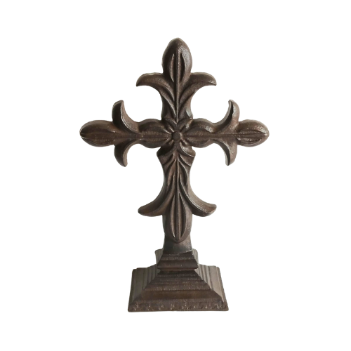 CRUZ DE PEDESTAL FLOR DE LIS VINTAGE