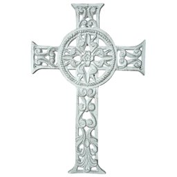 [LA730] CRUZ DECORATIVA DE PARED COLOR BLANCO VINTAGE