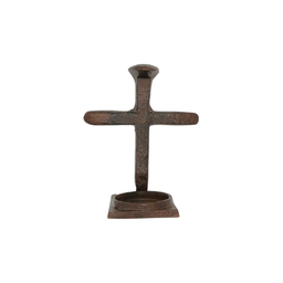 [LA277] PORTA VELAS DE CRUZ DE CLAVOS VINTAGE (SET DE 2)